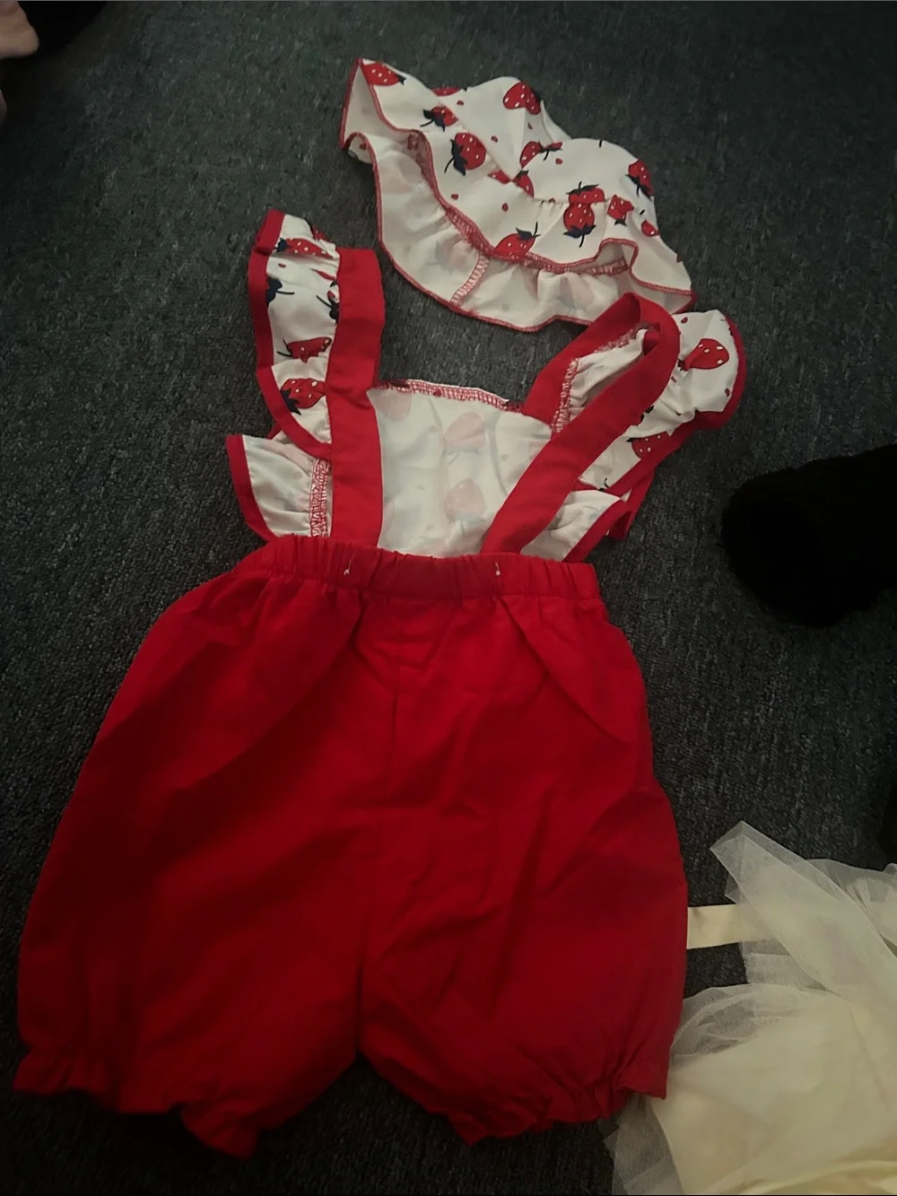 Red Strawberry Print Baby Romper with Sun Hat